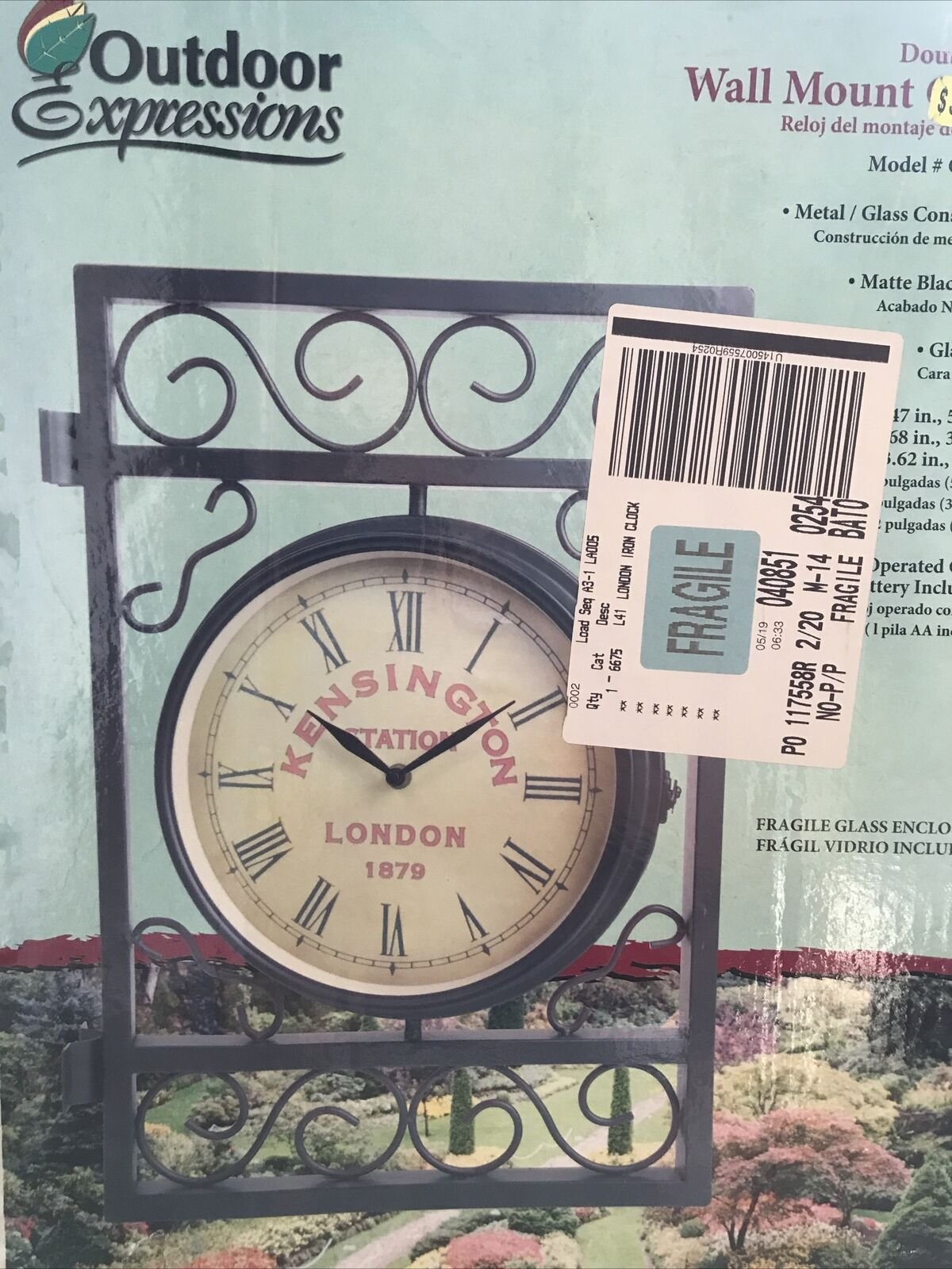 Outdoor Expressions Wall Mounted Clock Kensington Station London