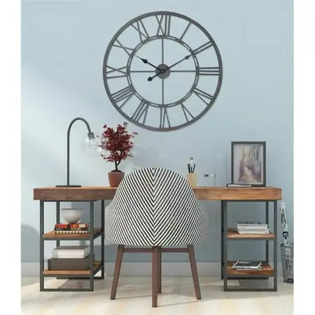 Oversized Roman Round Wall Clock - Gray - 27in.