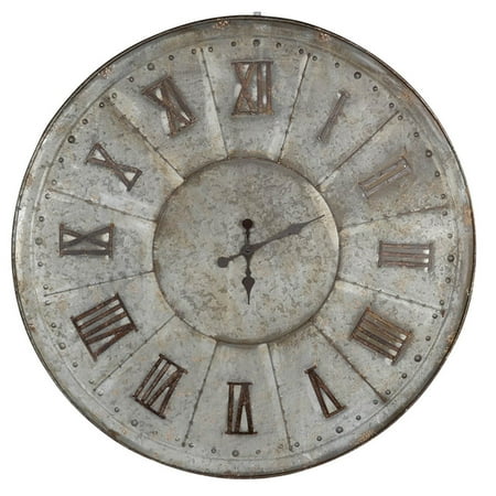 Oversized Rustic Galvanized Metal Round Wall Clock