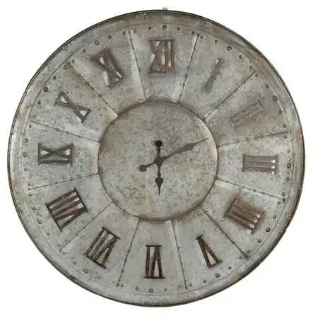 Oversized Rustic Galvanized Metal Round Wall Clock