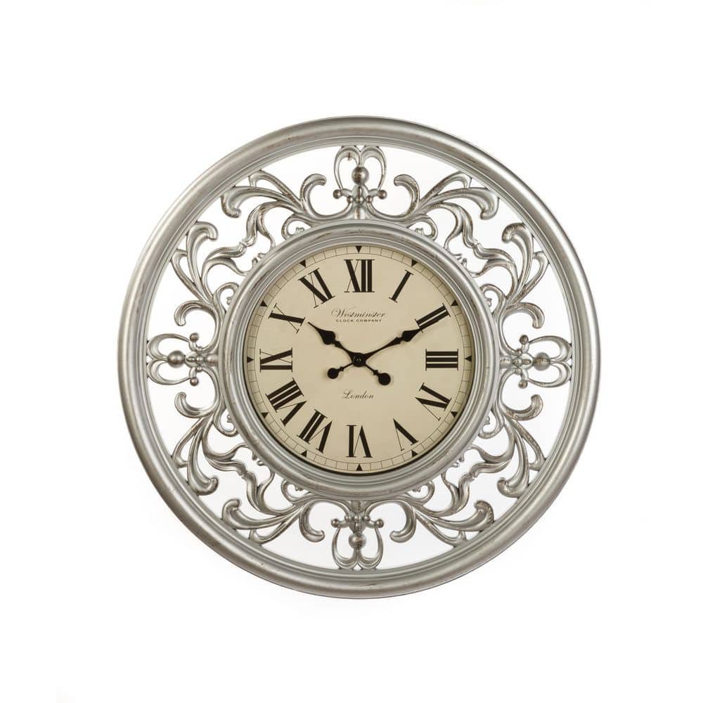 Oversized Waltham Classic 30 in. Wall Clock Platinum Finish