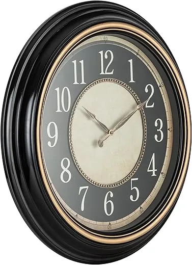 Pacific Bay Norden Huge Decorative Light-Weight 23-inch Wall Clock Silent, Non-Ticking, 3-D Dial, Easy-to-Read, Quartz Battery Operated, Glass Face Cover