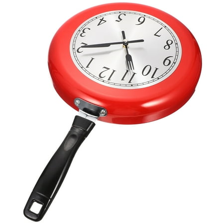 Pan Wall Clock Battery Operated Frying Griddle Pans Stainless Steel Saucepan Pendant Clocks Decorative