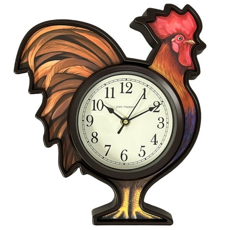 Park Madison Kitchen Rooster Wall Clock, Brown, 12x10 Inches