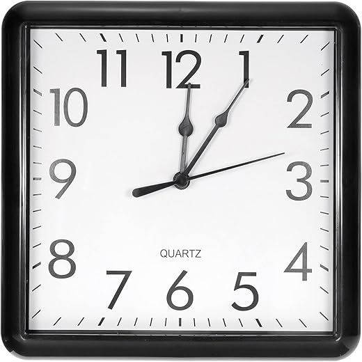 PATIKIL 9x9 Inch Wall Clock, Quartz Battery Operated Silent Non-Ticking Square Wall Clocks for Office Bedroom Decorative, Black