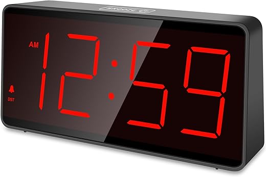 Peakeep Battery Operated Digital Clock, Alarm Clock for Bedrooms - Cordless Large Big Numbers 4 Dimmers for Seniors, Adjustable Volume Loud Alarm Clock for Heavy Sleepers Adults (Red Digits)