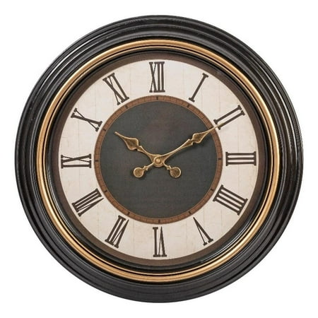 Pemberly Row 20 inches Everett Round Wall Clock with Brushed Copper Bezel