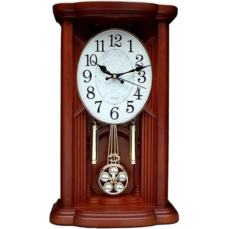 Pendulum Clock, Vintage Mantel Clocks, Battery Operated Mantle Clocksfor Living Room Office Home, Fireplace Clock with Westminster Chime, Wood Fireplace Clocks