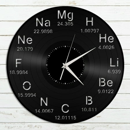 Periodic Table Vinyl Wall Clock Unique Gift for Friends Home Room Decoration Vintage Design Office Bar Room Home Decor