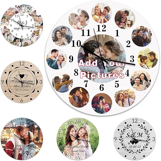 Personalized Clock with Picture, Custom Clocks for Walls, Customized Photo Clock Gift for Valentine's Day, Mother's Day, Living Room, Bedroom, Home Decor