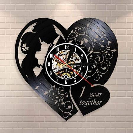 Personalized One Year Wedding Anniversary Wall Clock 1st Anniversary Dating Marriage Gift For Him Her Custom Home Decor Clock