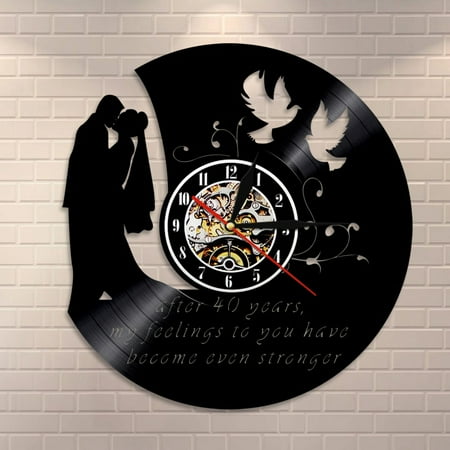 Personalized Wedding Wall Clock Custom Marriage Anniversary Vinyl Record Wall Clock Mr and Mrs Wedding Home Decor Vintage Clock