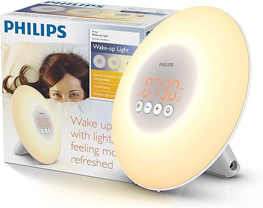 Philips SmartSleep Wake-Up Light Therapy Alarm Clock with Sunrise Simulation, White, HF3500/60