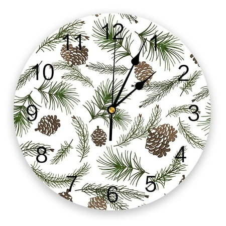 Pine Cones Christmas Wall Clock Home Decor Bedroom Silent Oclock Watch Wall Digital Clock Wall Clock for Kids Rooms