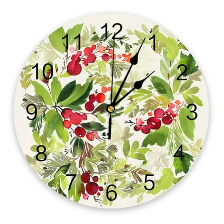 Pine Leaves Red Pine Cones Texture Wall Clock Large Modern Kitchen Dinning Round Wall Clocks Bedroom Silent Hanging Watch