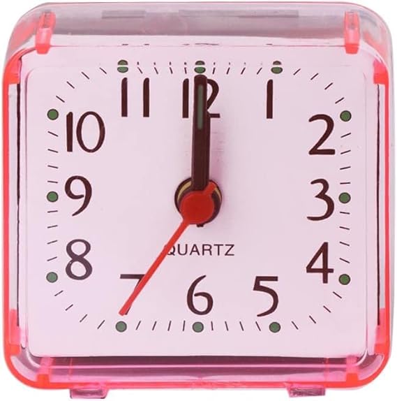 Pink，Mini Square Alarm Clock, Silent, Digital, Pink, for Desk, Table, Bedroom, Large Display for Elderly, Home Décor