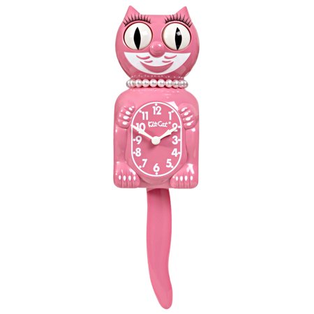 Pink Satin Lady Kit Cat Clock 15.5 Full Size Retro Style Kit-Cat Klock Moving Eyes and Tail Made in the USA NEW