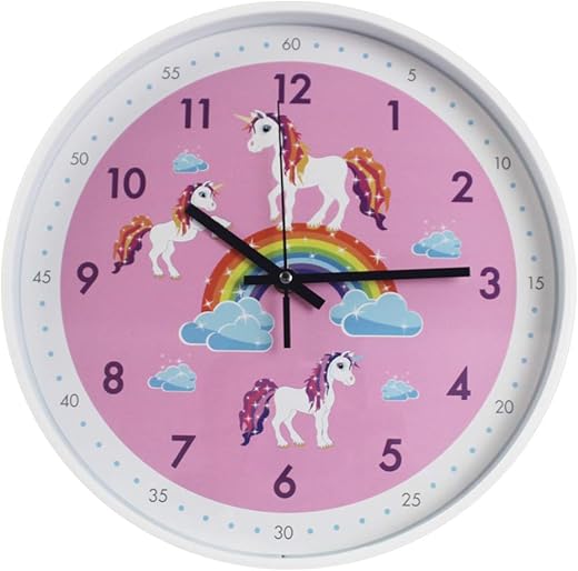 Pink Wall Clock,Silent Non Ticking Children's Décor Quiet Clocks for Kids Room,Office,School,Bedroom,Kitchen,Classroom (12 inch Pink)