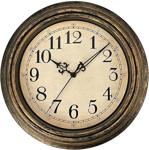 Plumeet Extra Large Retro Wall Clock, 16'' Non Ticking Classic Silent Vintage Wall Clocks Decorative Kitchen Living Room Bedroom - Battery Operated