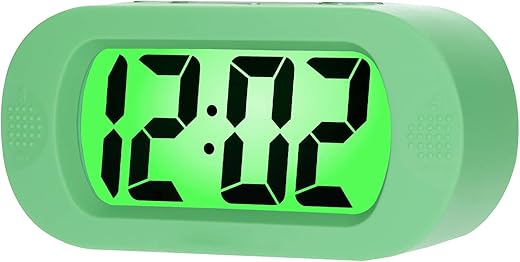 Plumeet Kids Alarm Clock Large Digital LCD Travel Alarm Clocks with Snooze and Night Light - Ascending Sound and Handheld Size - Best Gift for Kids (Cyan)