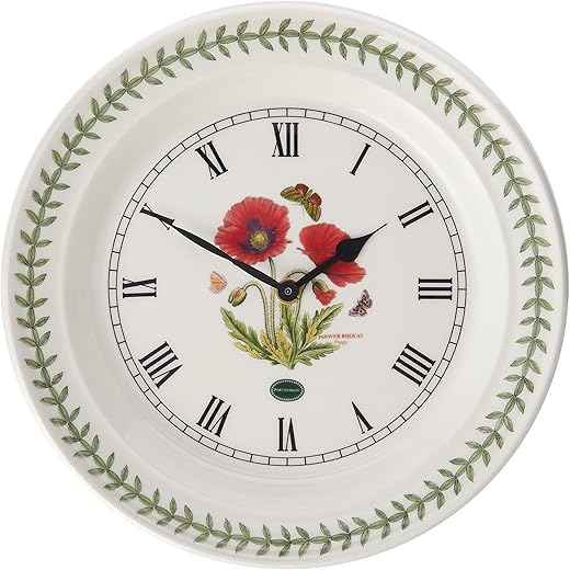 Portmeirion Home & Gifts Botanic Garden Poppy Wall Clock, Multi-Colour Colour (Multi-Colour Colour,25.4 x 25.4 cm)