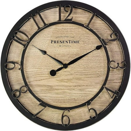 Presentime & Co 10 Farmhouse Series Wall Clock, Cottage Style, Vintage Design, Oil Rubbed Bronze