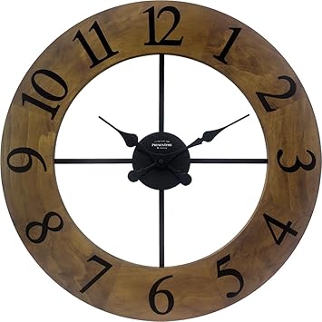 Presentime & Co. Vintage Farmhouse Series, Antique Royal Barnwood Clock, Approx. 19.5 inch, Vintage Arabic Numerals with Weathered Barnwood, Wall Art and Timpiece for Farmhouse Decoration