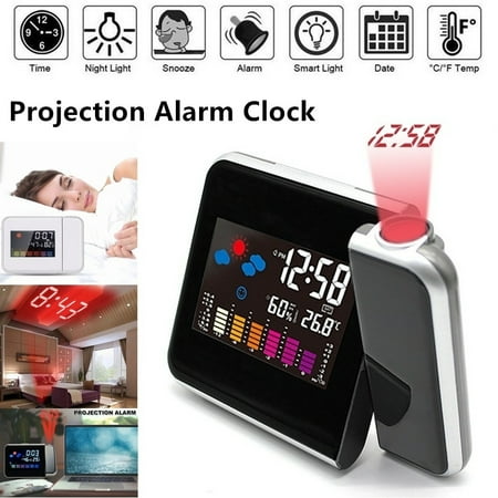 Projection Alarm Clock LED Home Multifunction Projection Alarm Clock oice Talking Alarm Cloc Time Wall Ceiling Black