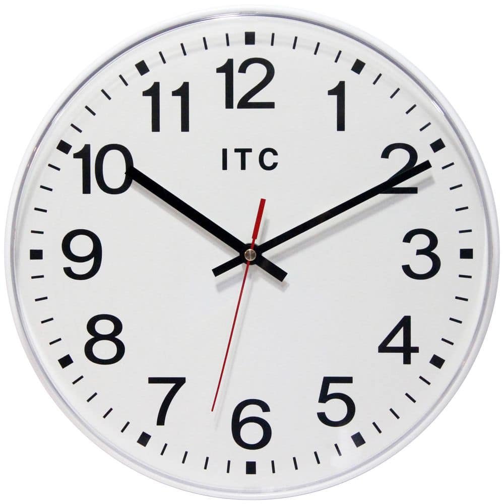 Prosaic 12 in. Round Business Wall Clock - White Plastic Case With...