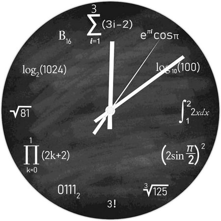 Pvc Clock 9In Silent Non-Ticking Math Equations And Notations Hanging Wall Clock Mathematics Chalkboard Battery Operated Novelty Frameless Clocks Home Decor For Living Room Bedroom