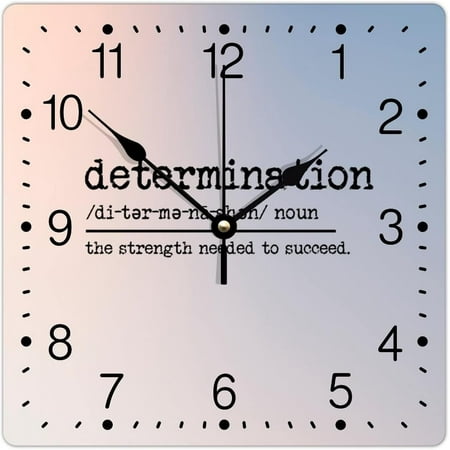 Pvc Wall Clock Determination Definition Frameless Clocks Inspiration Sayings Typography Post Print 10In Battery Operated Unique Square Large Wall Clock For Living Room Office Decor