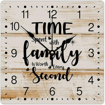 Pvc Wall Clock Time Spent With Family Is Worth Every Second Frameless Clocks Family Phrase 12In Battery Operated Artistic Square Hanging Clock For Living Room Decor Bedroom Bathroom