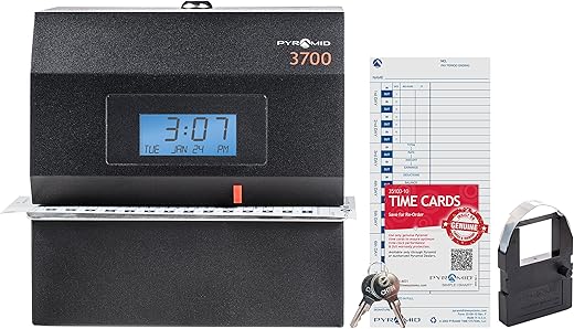 Pyramid™ 3700 Heavy-Duty Time Clock & Document Stamp, Black