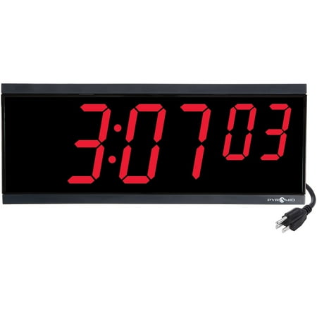 Pyramid 4in x 6 Digit Red LED Digital Wall Clock