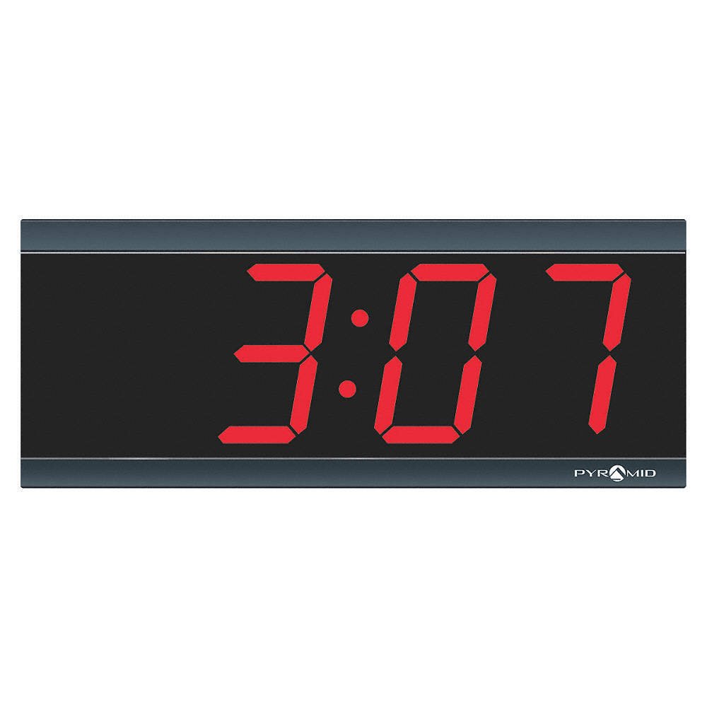 PYRAMID 9D34BR Synchronized Digital Clock,11.5"W,4.5"H 15F566