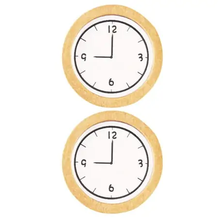 Qiysamall 2pcs Wall Clock Miniature Furniture House Wood Clock Ornament DIY Layout Prop for Use Yellow