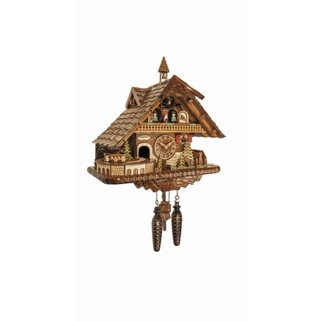 Quartz Cuckoo Clock big Black forest house with music, dancers and moving train EN 45110 QMT