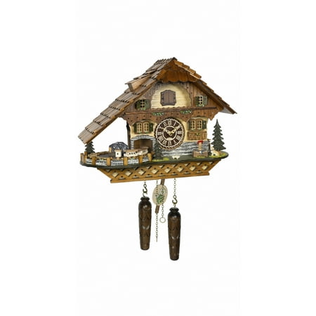 Quartz Cuckoo Clock Black Forest house with moving train, with music TU 4268 QMT HZZG