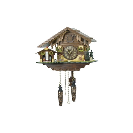 Quartz Cuckoo Clock Swiss house with weather house TU 415 Q