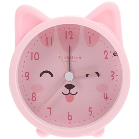 Qumonin Kids Cat Alarm Clock, Non-Ticking Silicone with Backlight - Battery Operated