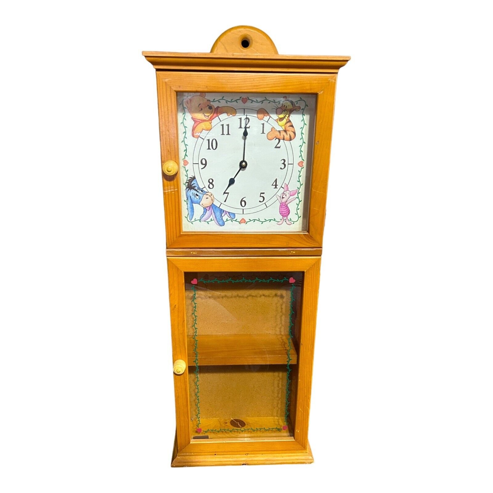 RARE Disney Winnie the Pooh A.A. Milne & E.H. Shepard's Wood Wall Cabinet Clock