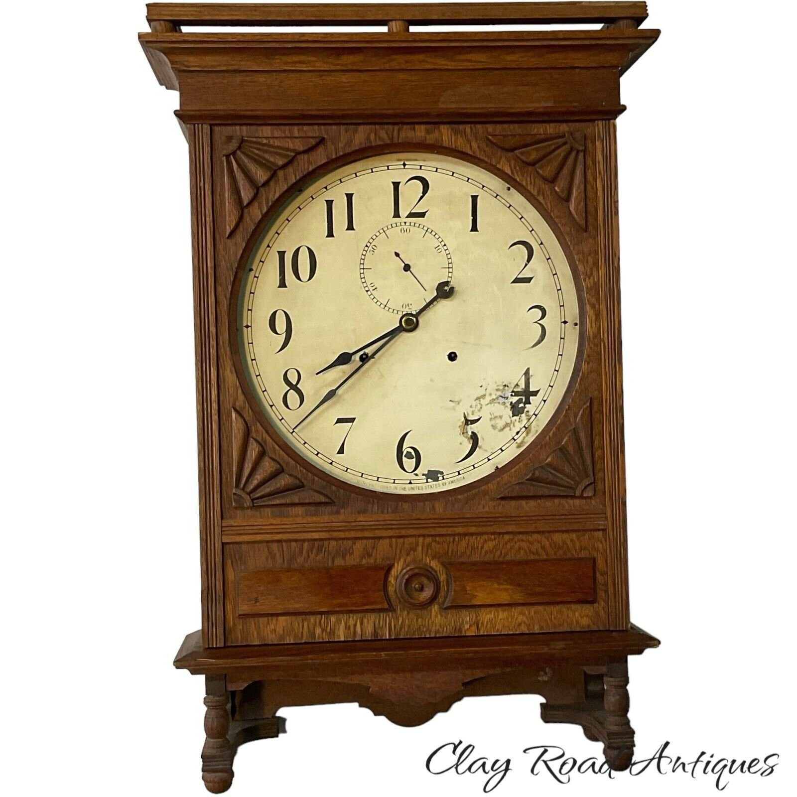 Rare Seth Thomas Oak Station Train Bank Carved Wall Clock Victorian