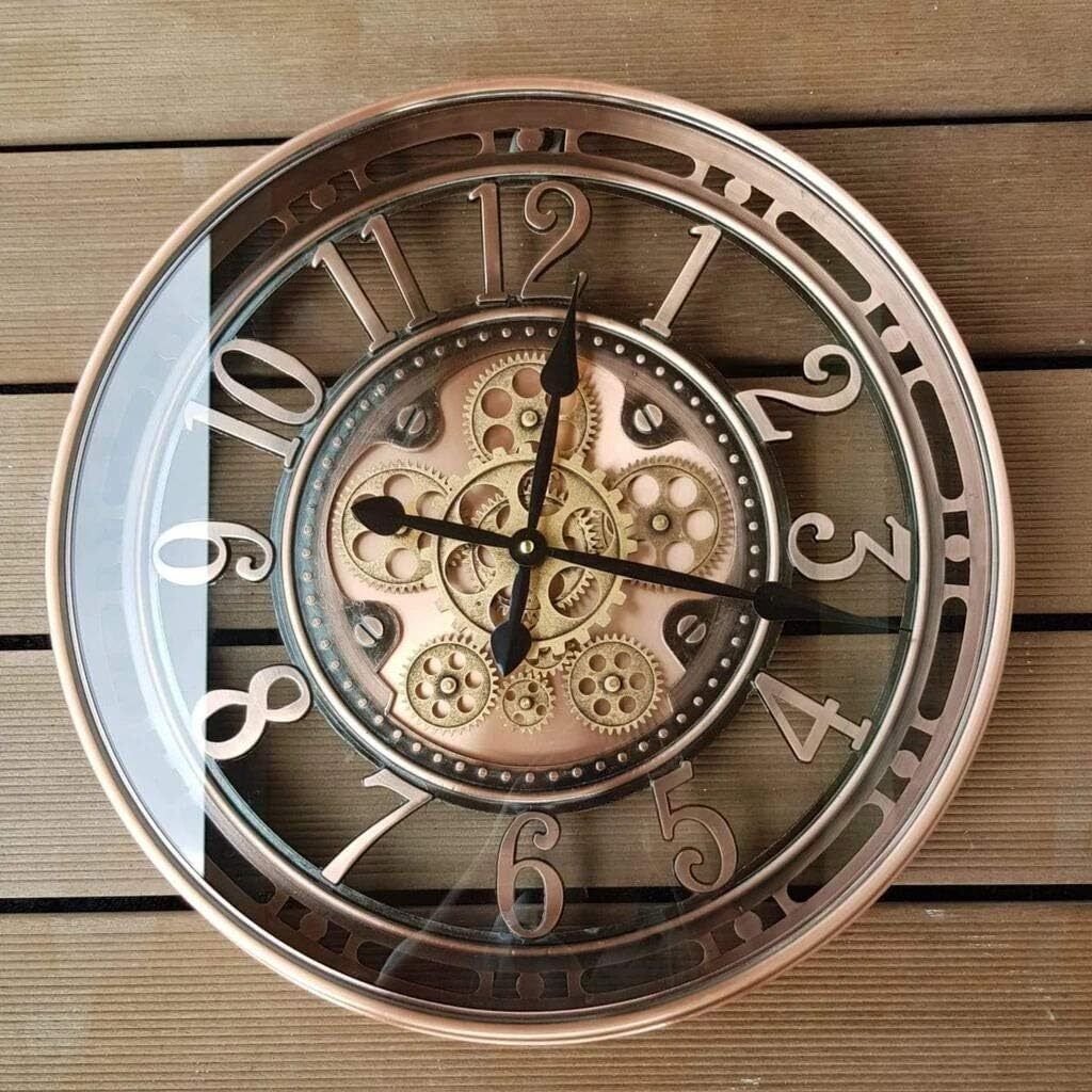 Real Moving Gears 21 Inch Industrial Steampunk Large Big Metal Gold Wall Clock