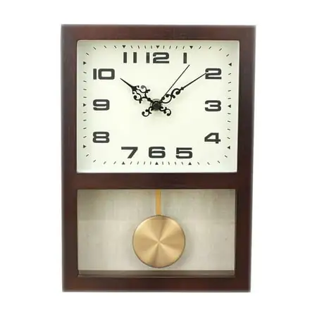 Rectangular Log Wall Clock, Modern Minimalist Clock, Pendulum Wall Clock