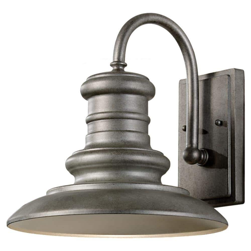 Redding Station 1-Light Tarnished Silver Outdoor 12.5 in. Wall Lantern Sconce