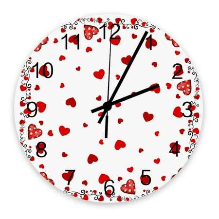 Red Heart Shaped Flowers Branches Art Wall Clocks Silent Home Cafe Office Wall r Clocks for Kitchen Art Large Wall Clocks