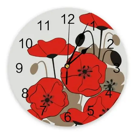 Red Poppies Wall Clock Large Modern Kitchen Dinning Round Wall Clocks Bedroom Silent Hanging Watch