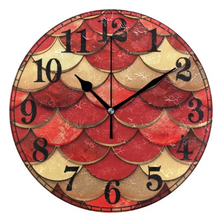 Red Scales 10 Silent Wall Clock Non-Ticking Battery Clocks