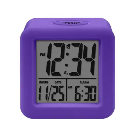 Reduced Price!WINNW Equity By La Crosse Soft-Cube LCD Alarm Clock With Smart Light,Purple