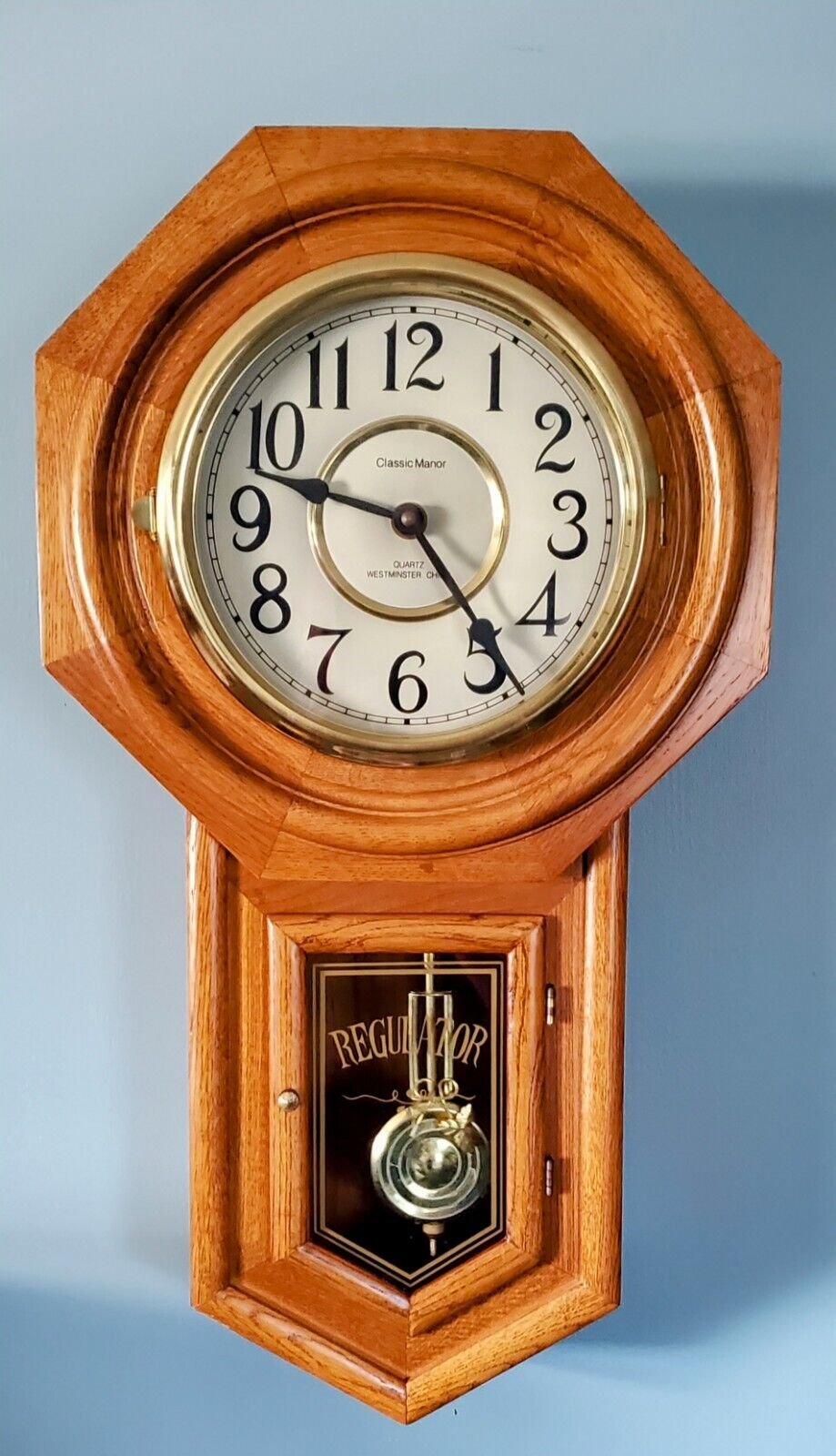 Regulator Classic Manor Wall Clock Westminster Chime Quartz Pendulum/Vintage